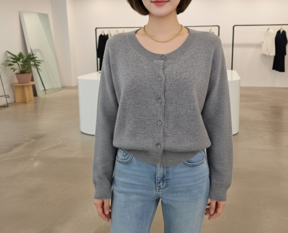 소프트 울라운드 데일리 베이직 그레이 니트 가디건