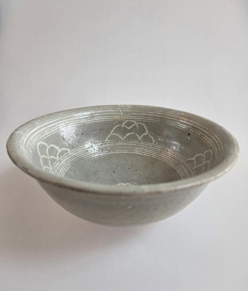 골동품 조선시대 전기 분청사기 백상감 연판문발