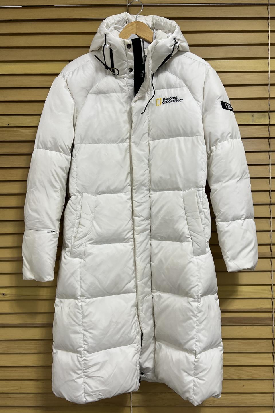 내셔널지오그래픽 남성 아이보리 덕다운 후드롱패딩점퍼