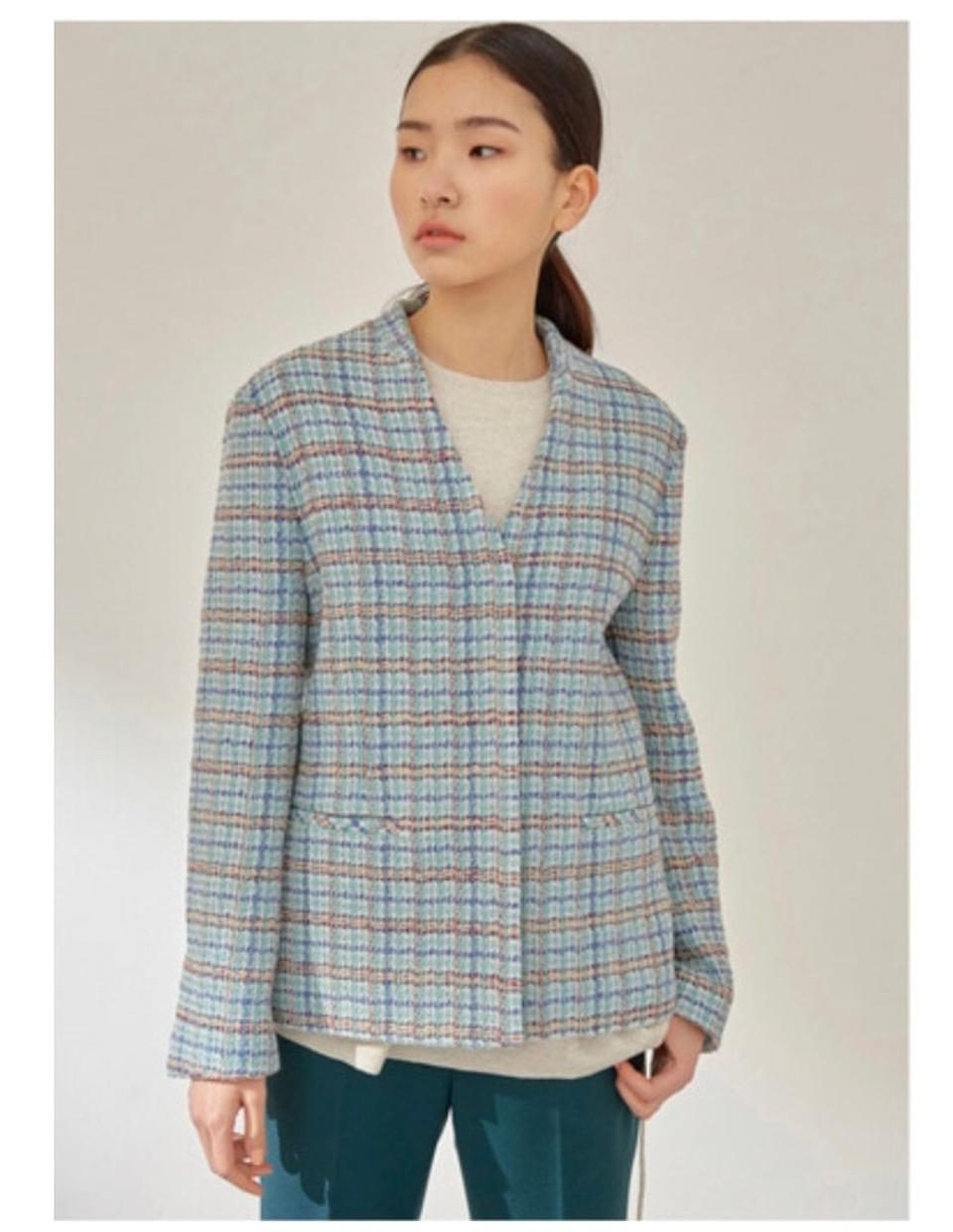 리플레인 민트 울 트위드 자켓