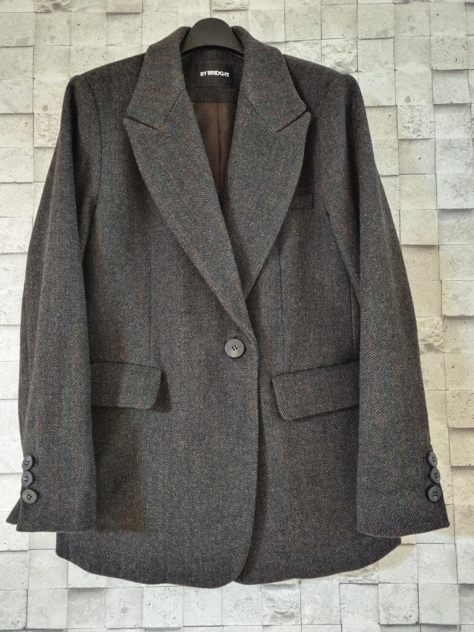 바이브리짓 헤링본 브라운 울자켓