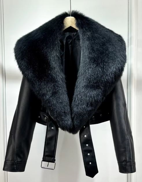 인조퍼카라 가죽 라이더 자켓 (새상품)