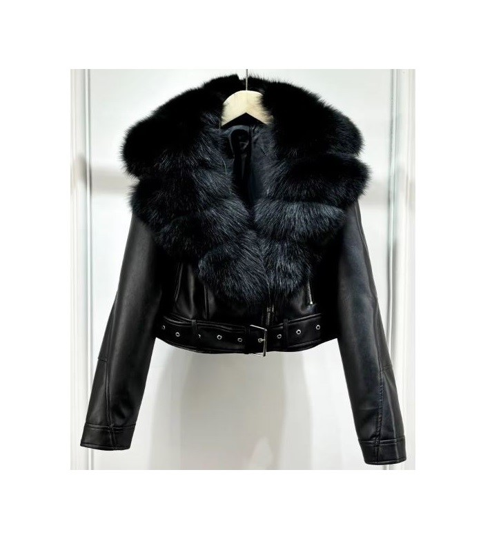 리얼 폭스퍼카라 가죽 라이더 자켓 (새상품)