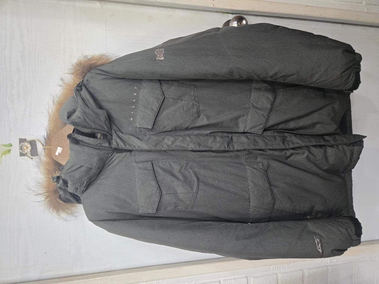 100,L) MILLE 밀레 덕다운 패딩! 카키색상! 모자천연모피