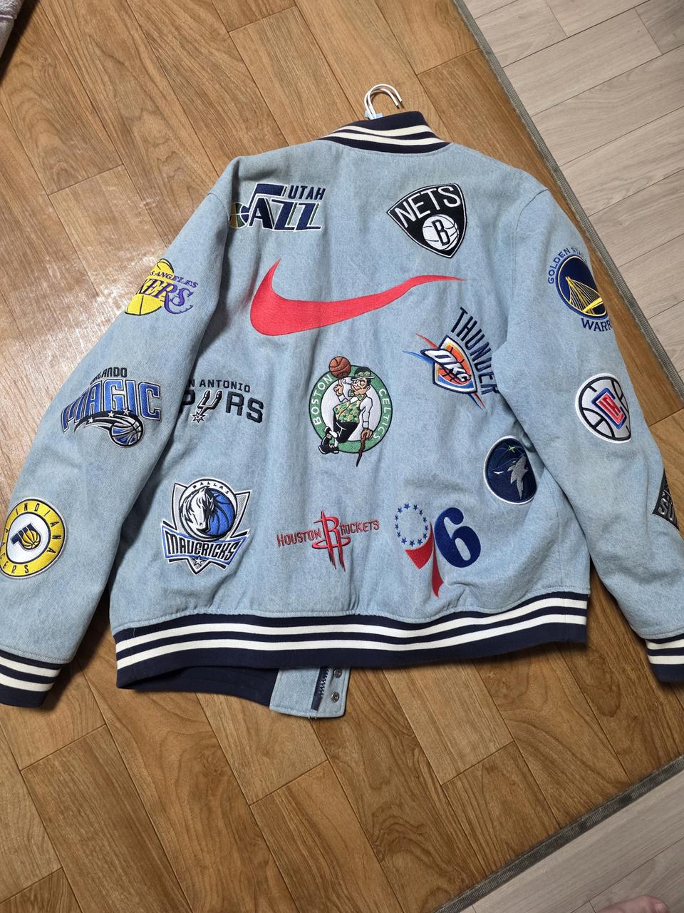 슈프림 x 나이키 18ss NBA 팀 웜업 바시티 데님 자켓 [XL]