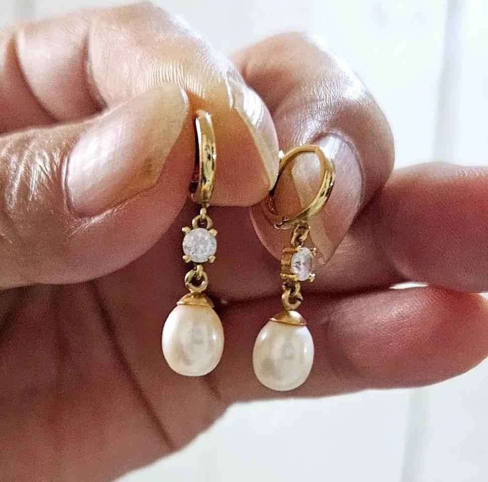 18k해수진주원터치귀걸이