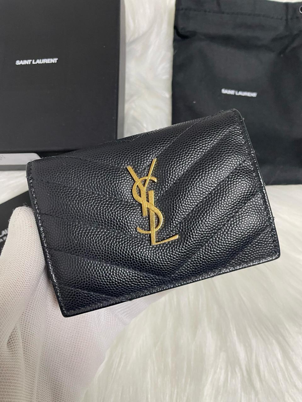 [S+급/정품] 입생로랑 마틀라세 플랩 금장 카드지갑