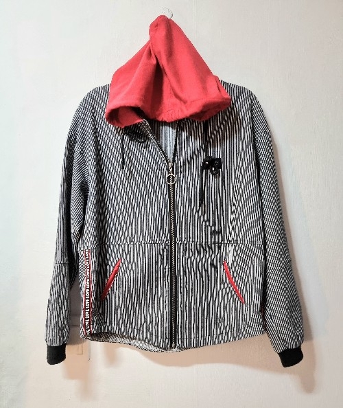 (일본 빈티지샵서 구매)스트라이프 레드 후드 집업