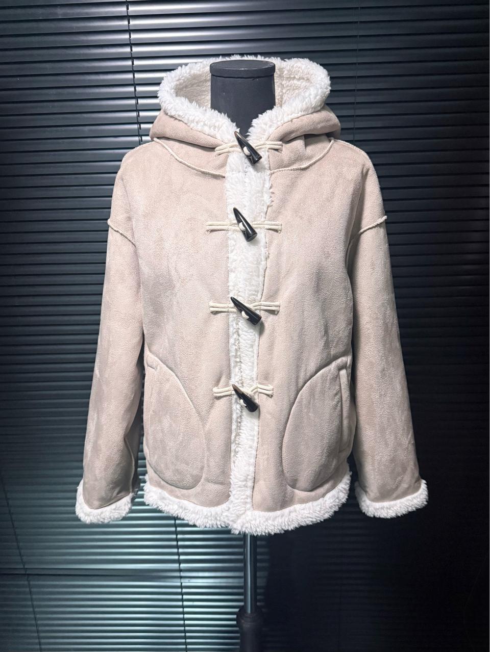 보세 양털 털 안감 베이지 후드 후디 무스탕 떡볶이 코트 여밈 아이보리