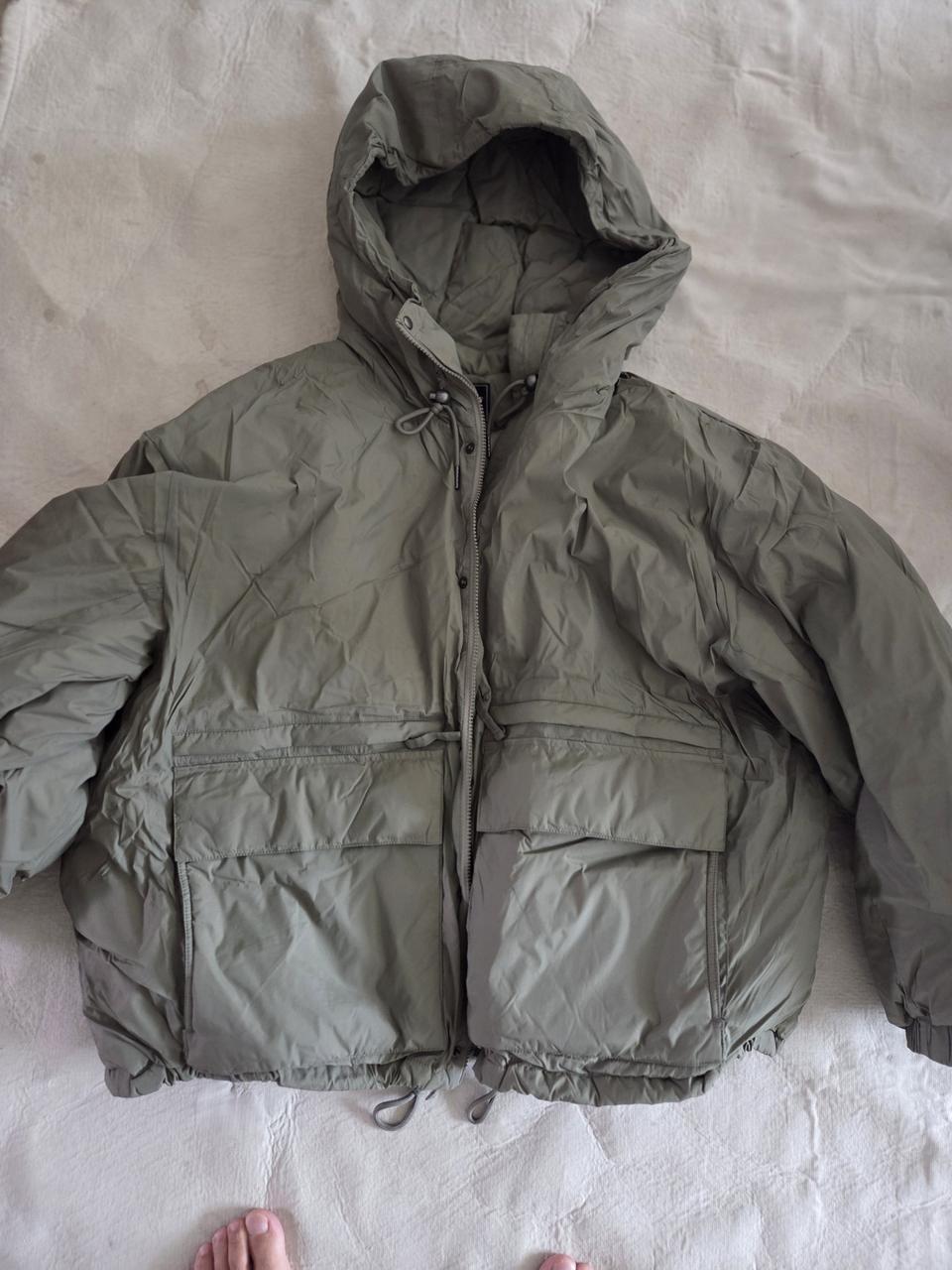 프리즘웍스 정품 후드 카키 거위 패딩 105사이즈