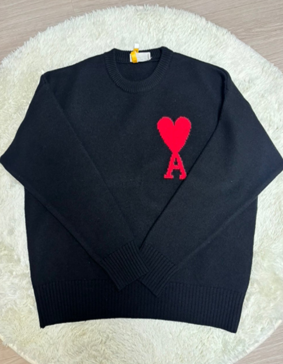 [정품] 아미 하트 로고 블랙 니트 (M 사이즈 / S급)