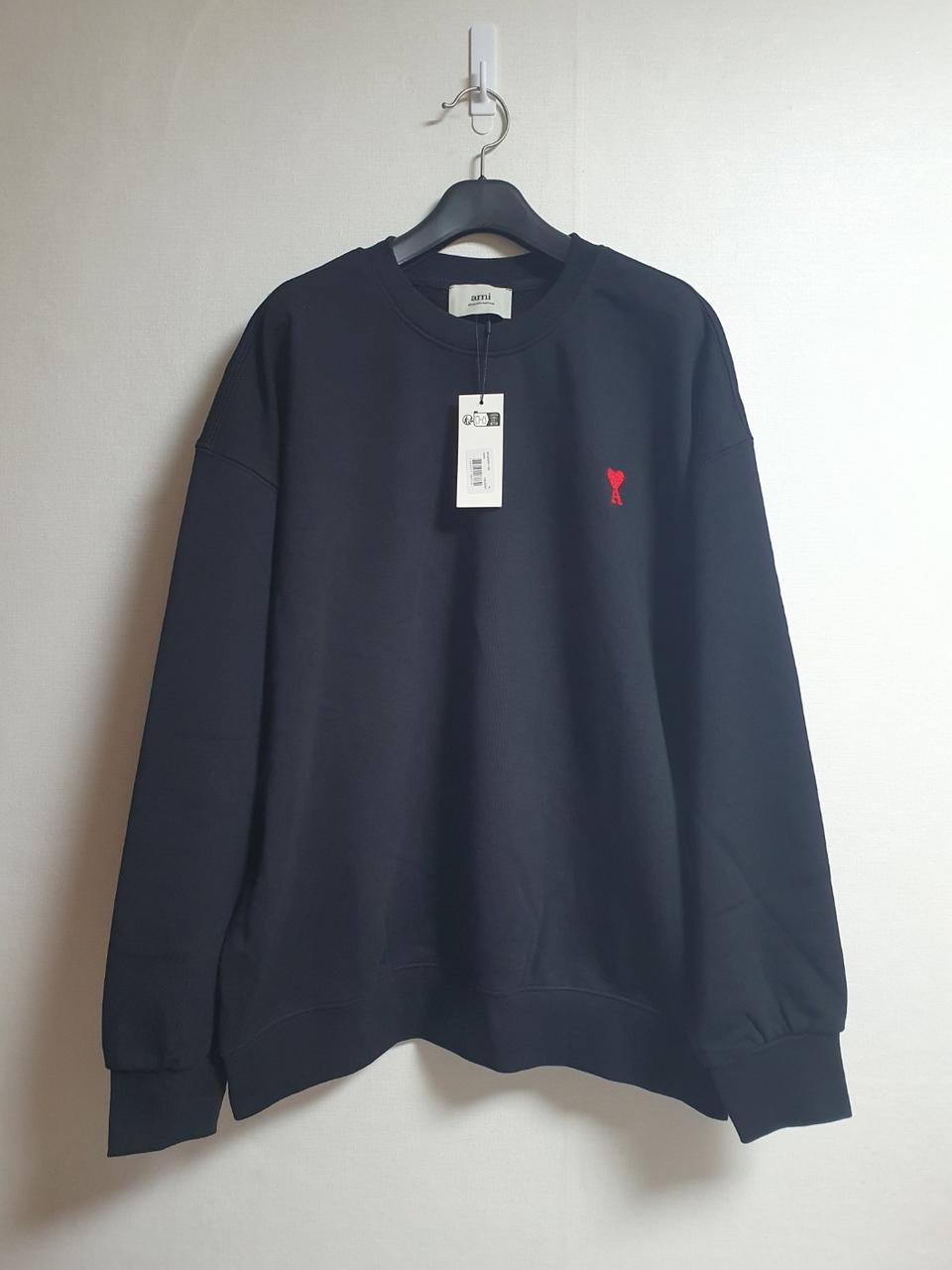 [미사용 새상품] 아미 맨투맨 스몰 하트로고 자수 블랙 XL