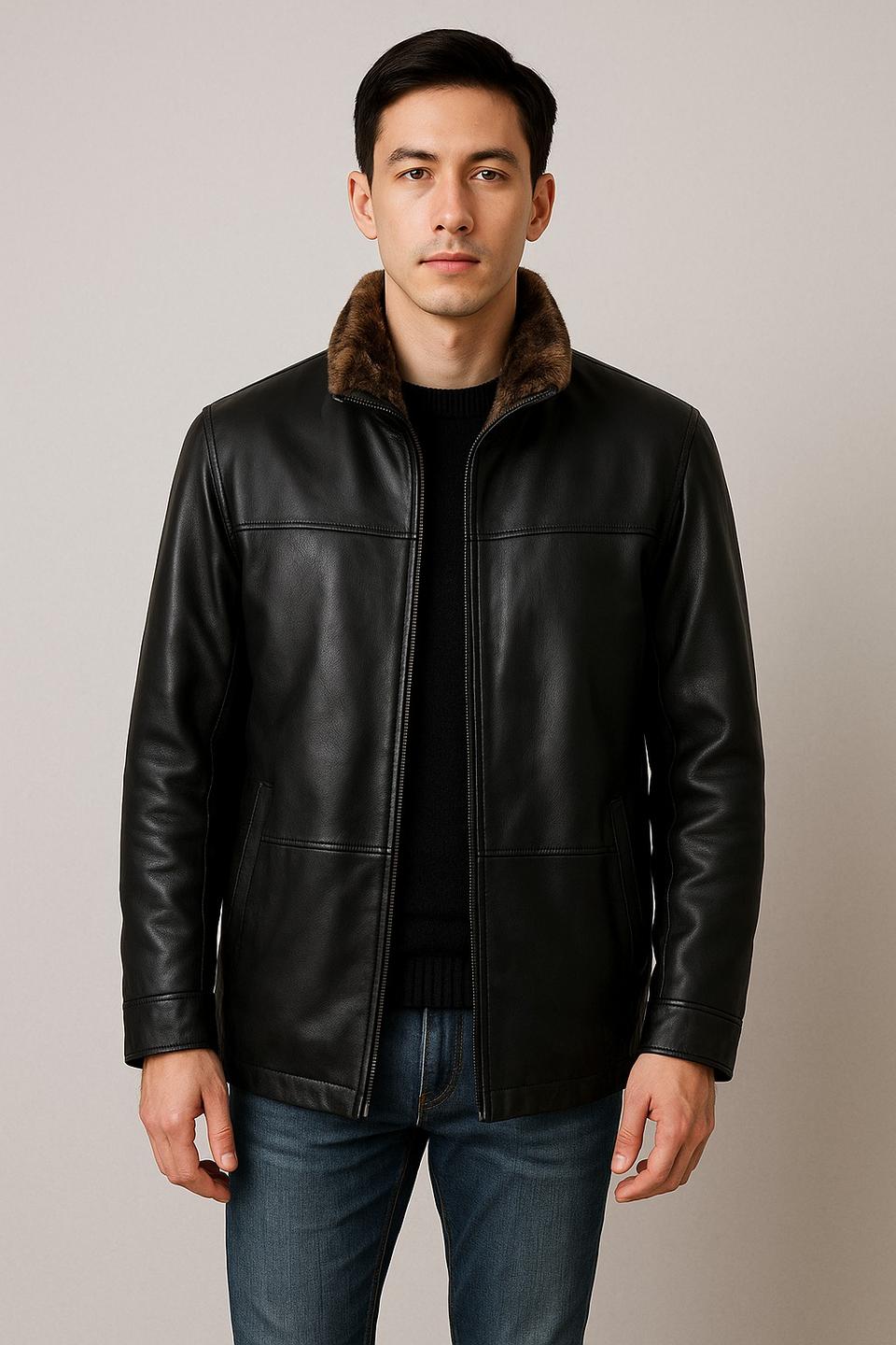 (정가100만원대)로가디스 블랙라벨 토끼털 블랙 양가죽자켓 95~100