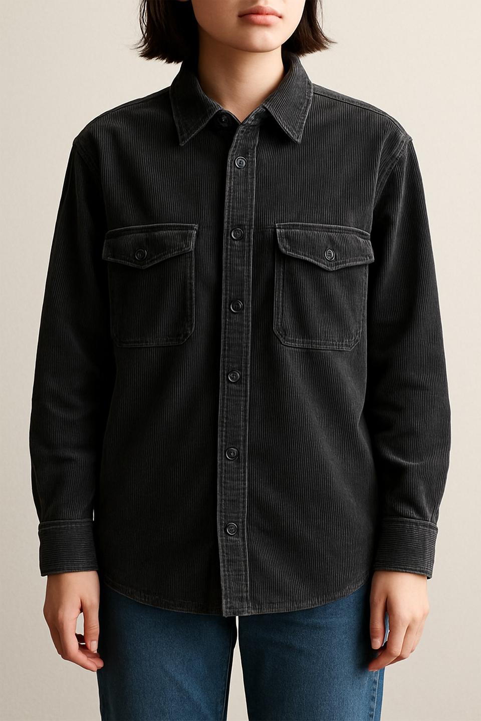 유니클로 차콜 코듀로이 겨울셔츠자켓 M 키작녀핏(소매길이 56cm로 수선