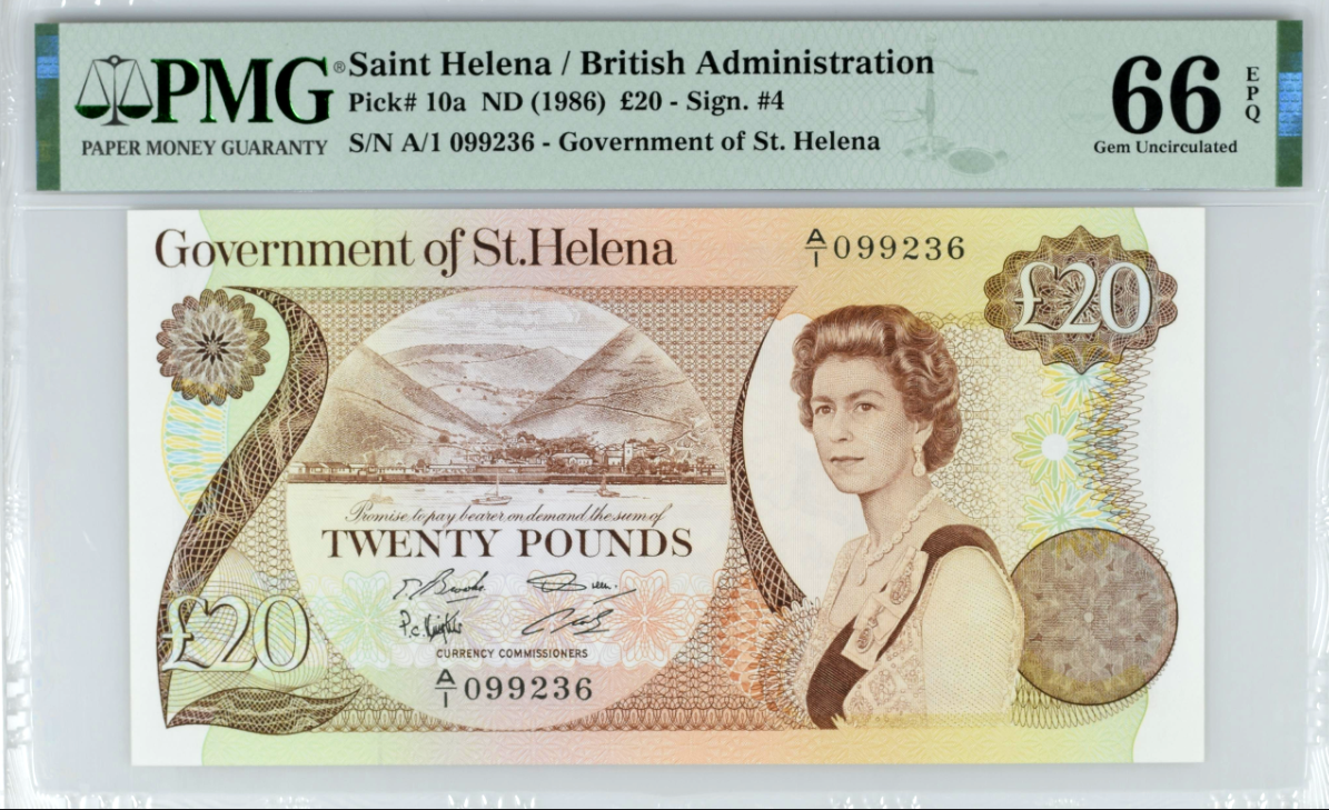 세인트 헬레나 1986년 20파운드 PMG 66EPQ