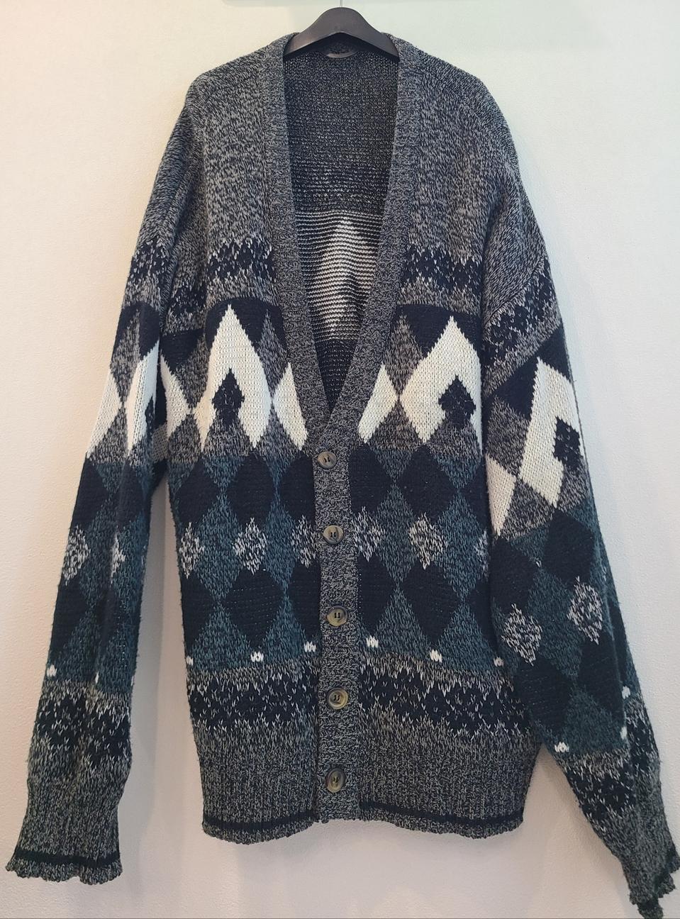 빅사이즈 아가일 니트 가디건