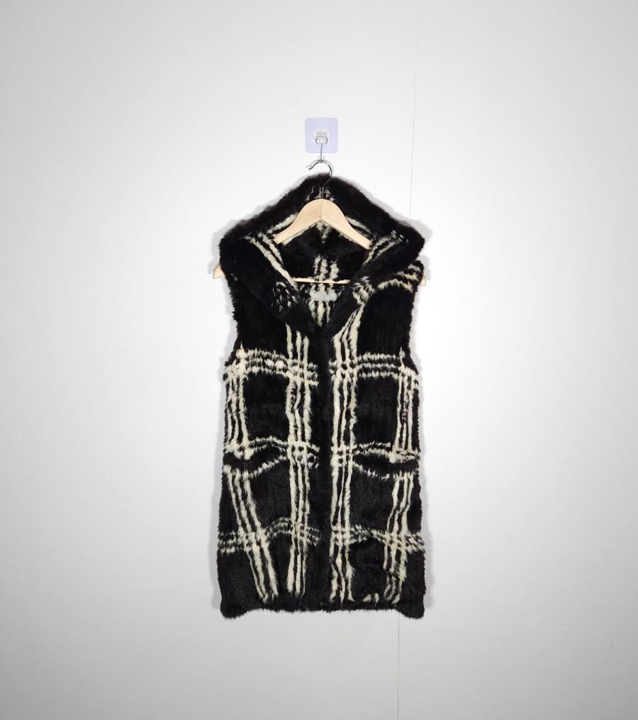 [DECIDER] 95 66 여 밍크후드조끼 밍크조끼