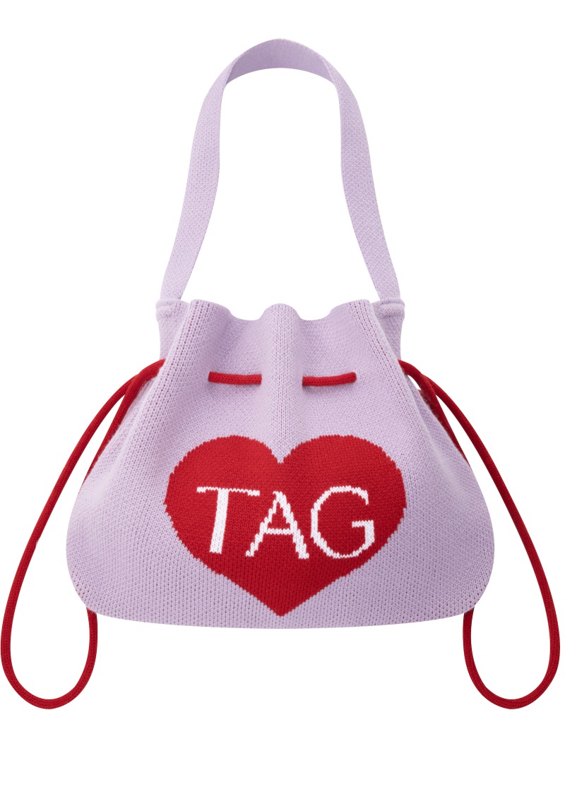 태그 니트 스트링백+키링 파우치