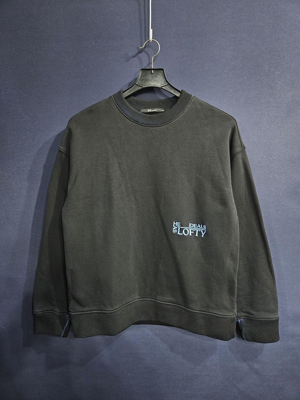 지오송지오 자수 블랙컬러 남성 오버핏 100 맨투맨