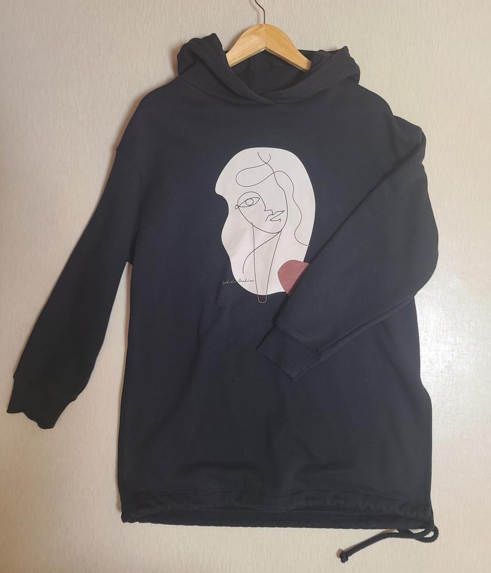 에이치커넥트 블랙 오버핏 후드