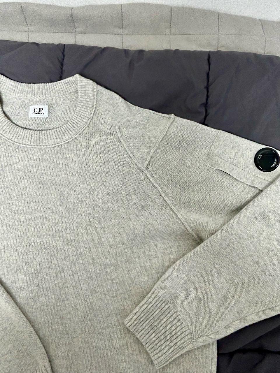 C.P 컴퍼니 크루넥 니트 거즈 화이트 멜란지 - 24FW