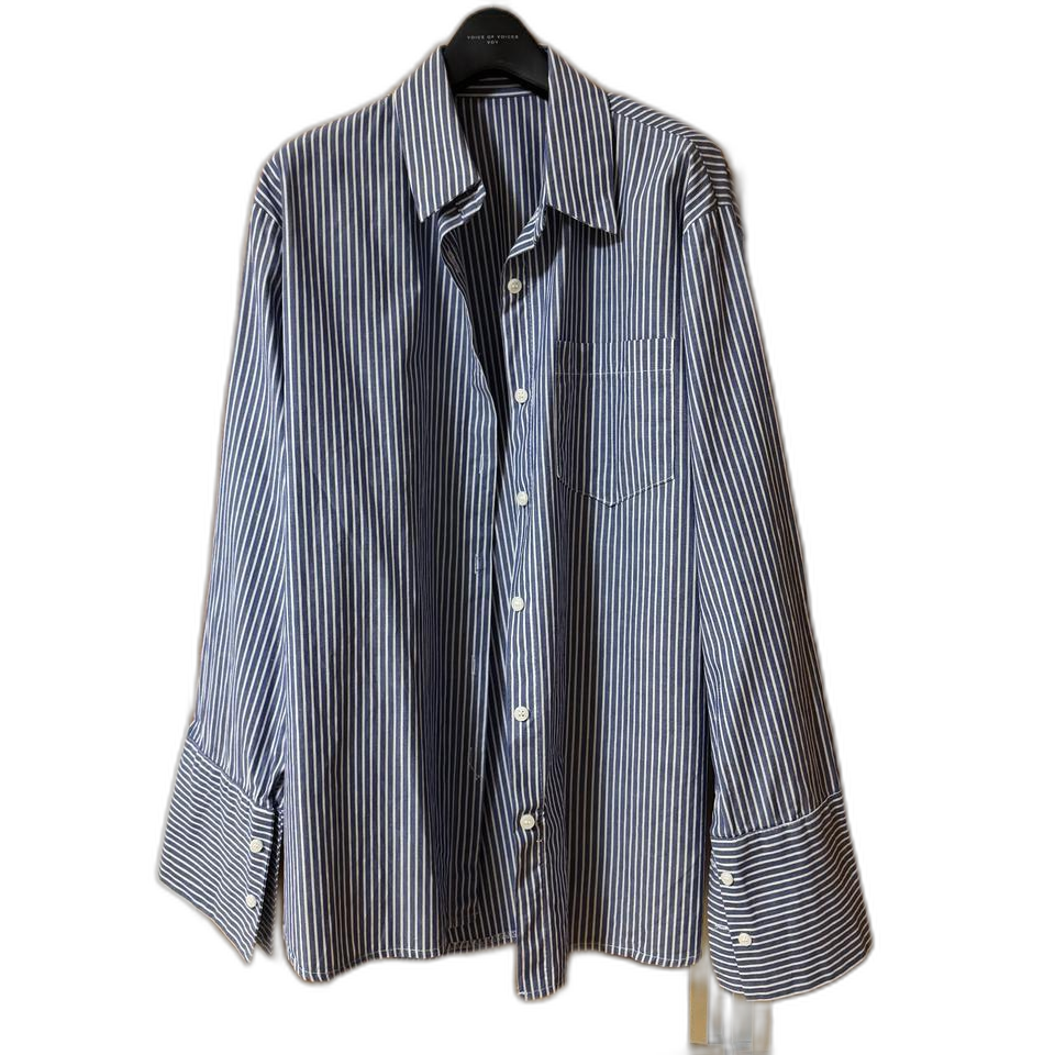 F 스트라이프 커프스 셔츠