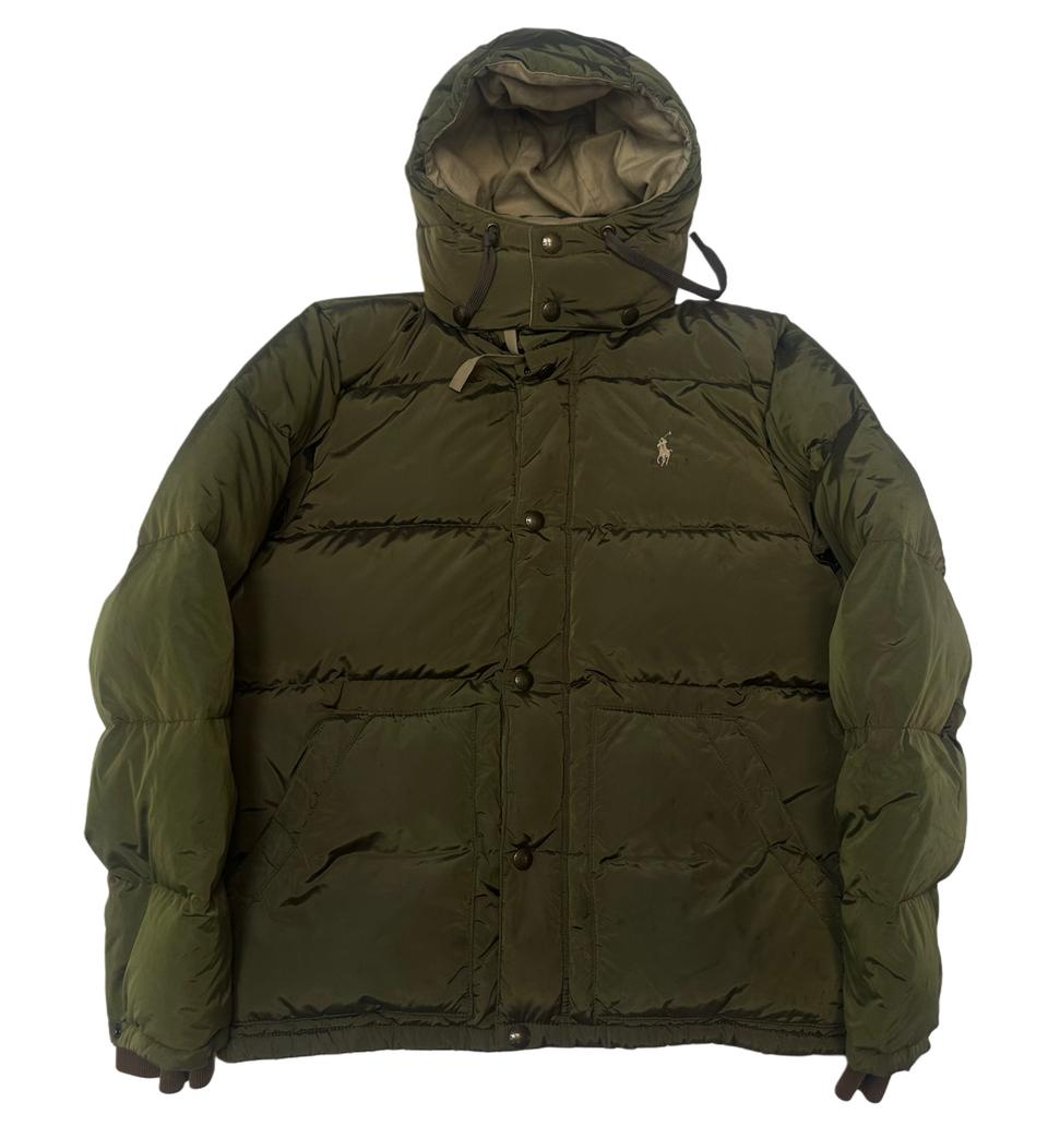 폴로 랄프로렌 카키 나일론 워싱숏푸퍼패딩 M