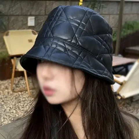블랙,베이지 퀄팅 벙거지 버킷햇 PU가죽(새상품)