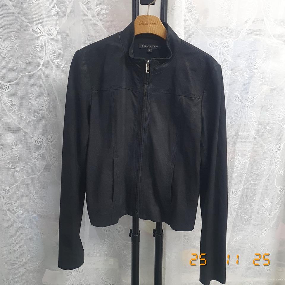 띠어리 양가죽 집업자켓 2(차콜) 등판소재 사진 상세설명 참고