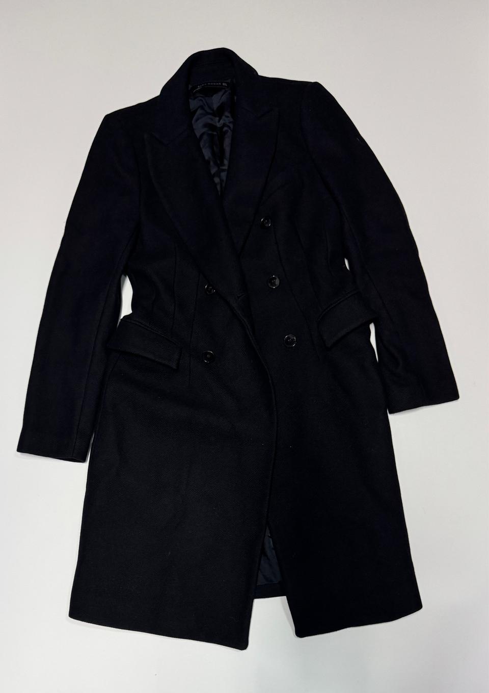 여성 자라 zara 라나 울 블랙 코트