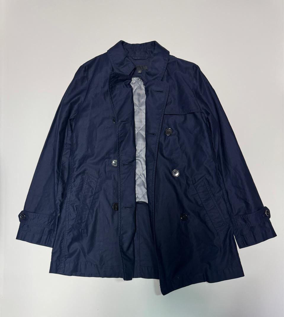 여성 유니클로 패딩 안감 트렌치코트 네이비