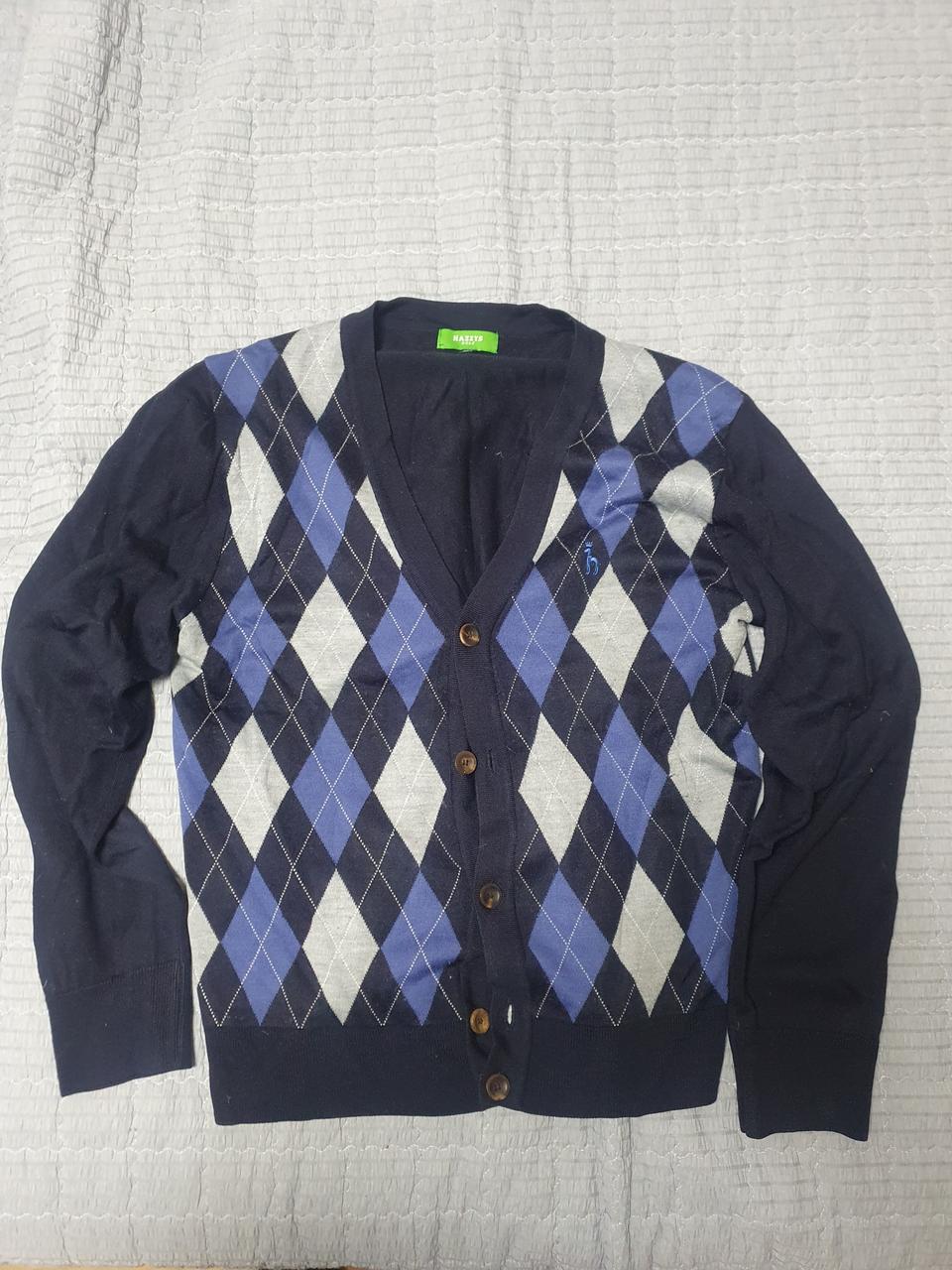 헤지스 골프 아가일 가디건 100