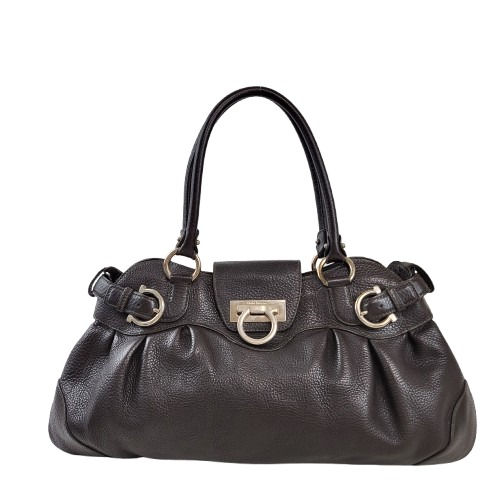 정품 페라가모 간치니 가죽 셔링 숄더백