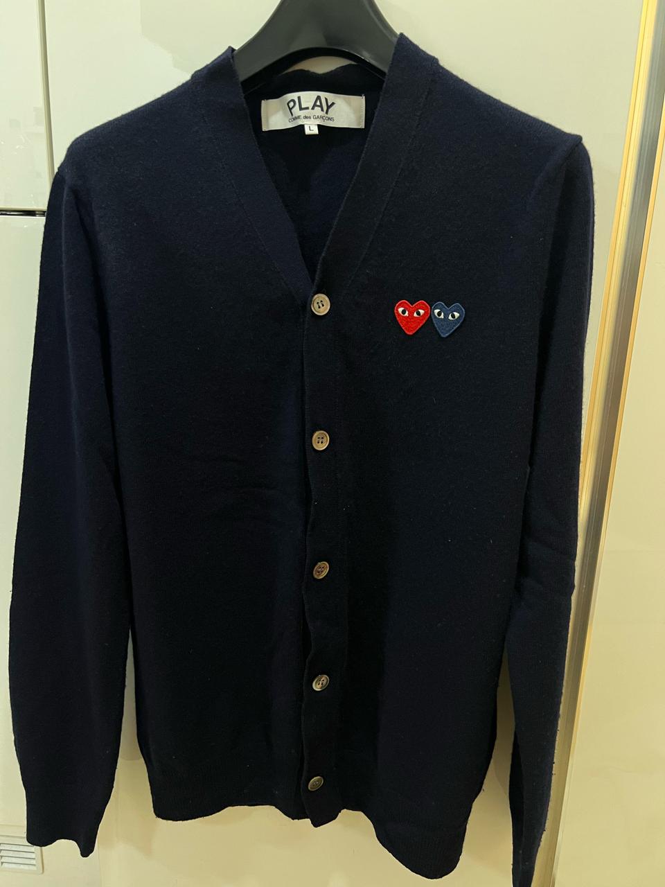 꼼데가르송 더블패치 네이비가디건 L