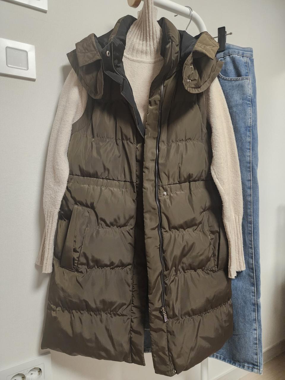 롱패딩 베스트 조끼 카카색