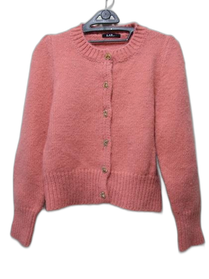 LAP 하트큐빅단추 나일론스판 어깨셔링 크롭니트가디건 F