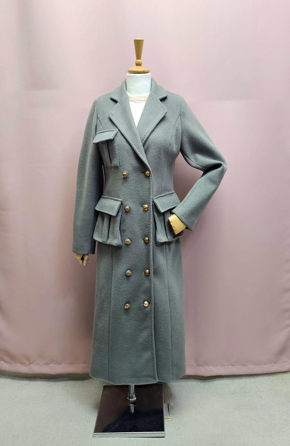 연카키 금장 더블 롱코트