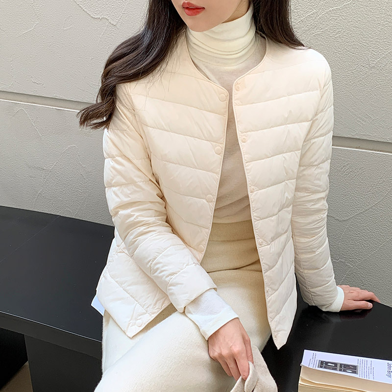 폴햄 가벼운 아이보리 구스다운 경량 패딩 점퍼 44 xs