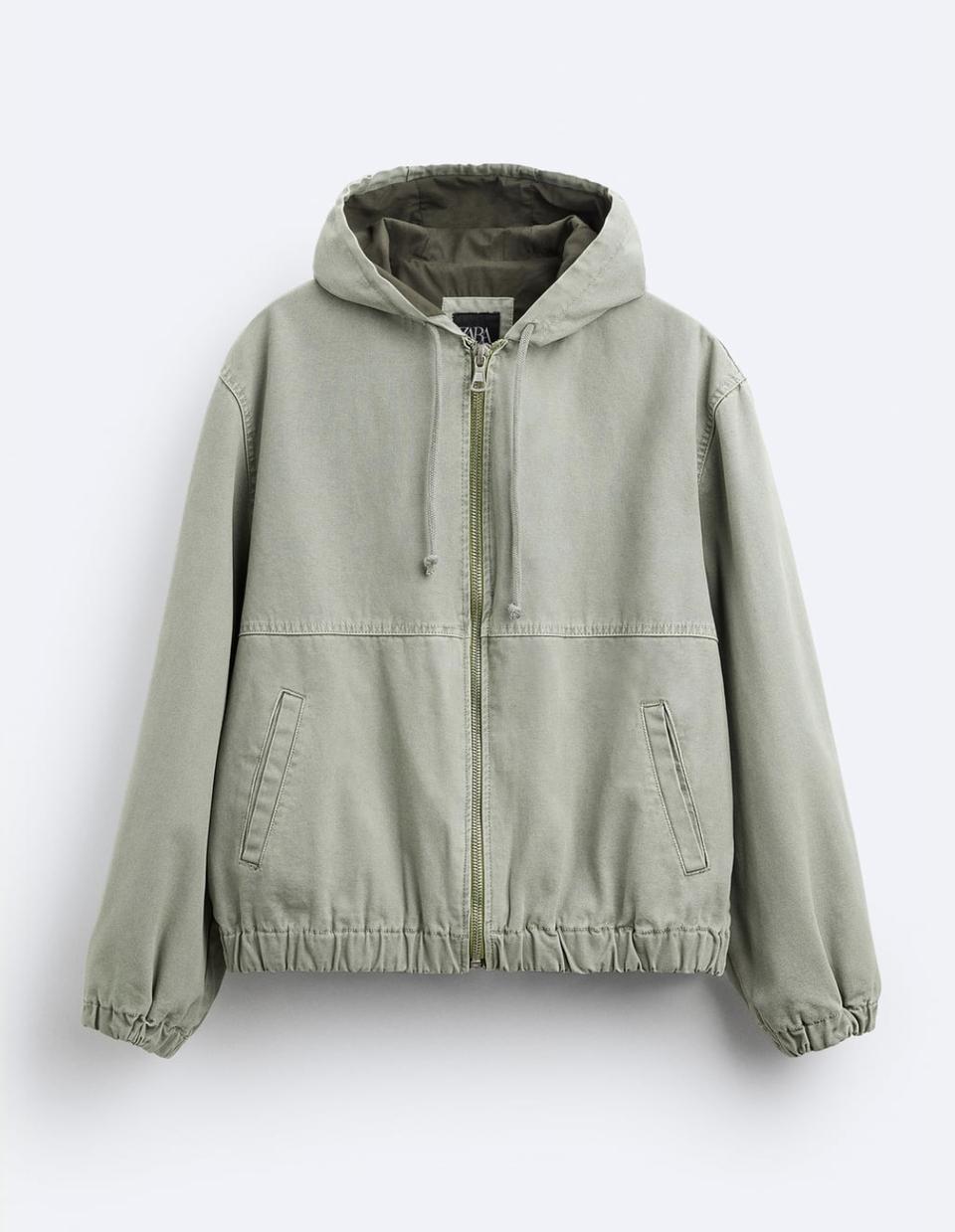 자라 zara 후드 스트럭처 점퍼 워싱 데님 자켓