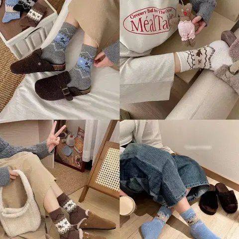 5컬레요~ 강아지 리본 패턴 양말 팔아요 ~