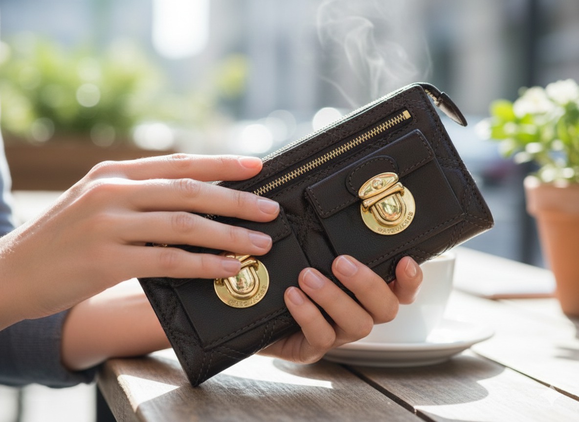 마크 제이콥스 퀼팅 투포켓 장지갑 다크브라운(정품)