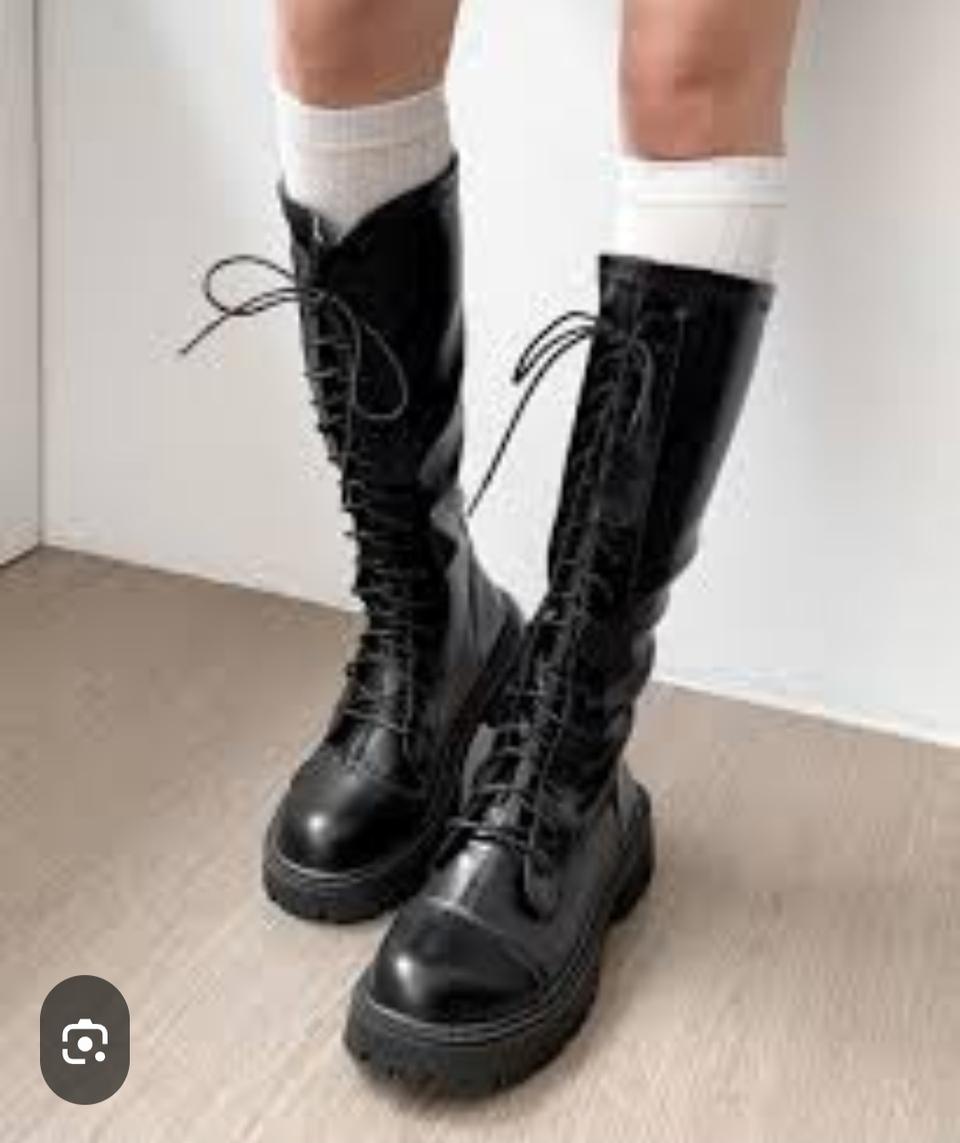 섹시 레이스업 통굽 5센티 롱부츠 255mm. 대전권 무료배달됩니다. 환