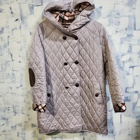 오스본 엘보패치 퀄팅 체크 후드 자켓 66