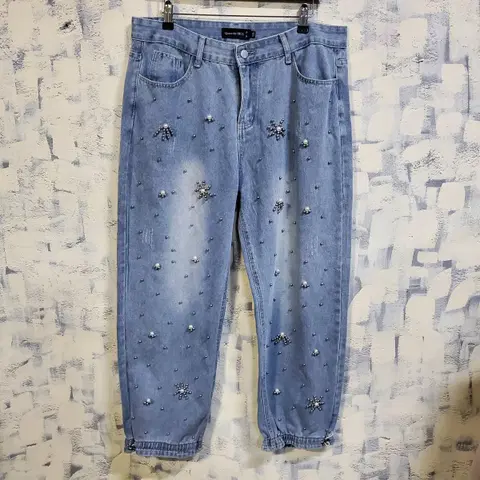 Queen the HILL 진주 포인트 데님 조거 팬츠 2xl