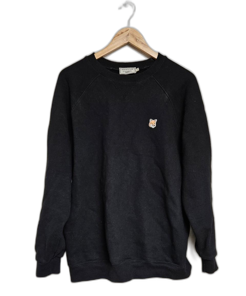 메종키츠네 폭스헤드 블랙 맨투맨.Large