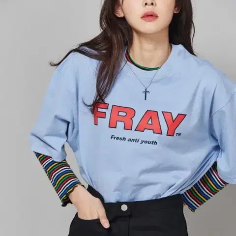 [새상품] Fray 고퀄 반팔티 (더스트블루)