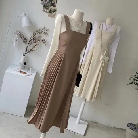 [새상품] 뷔스티에 플리츠 롱 원피스