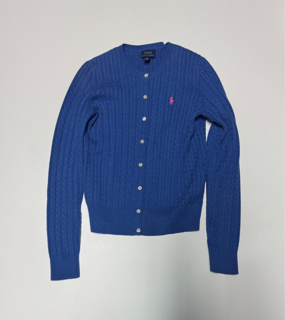 정품!! 여성 폴로 랄프로렌 스모크 블루 꽈배기 가디건