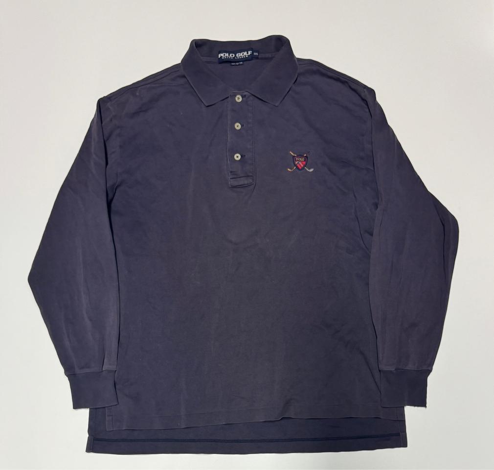 폴로 랄프로렌 방패 와팬 pk 긴팔 카라티 퍼플