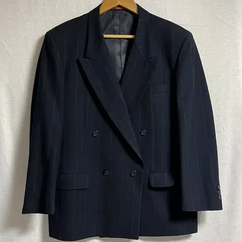 공용 BANDO 핀스트라이프 더블 블레이져 자켓 100